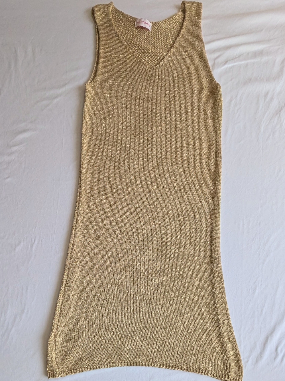 Sleeveless Knit Gold Shimmer Dress